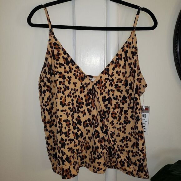 Q&A Animal Print Wrap Spaghetti Strap Top - Picture 1 of 6